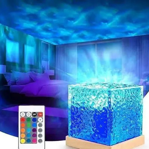 Projector Lights Ocean Wave, Romantic Warm Ocean Wave Water Night Light Projector 3D Water Wave Effect, Romantic LED Light Projector Projection Lamps Crystal Table Lamp for Bedroom Decor