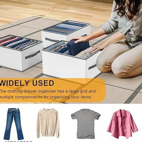 Wardrobe Clothes Organizer, 8 Grids Washable Portable Closet Organizer Storage Box Foldable Closet Drawer Organizer for Underwear